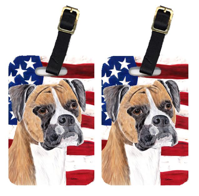 Pair of USA American Flag with Boxer Luggage Tags SC9113BT by Caroline&#39;s Treasures