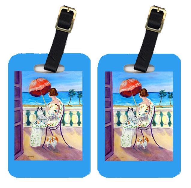 Lady with her Japanese Chin Luggage Tags Pair of 2 by Caroline&#39;s Treasures