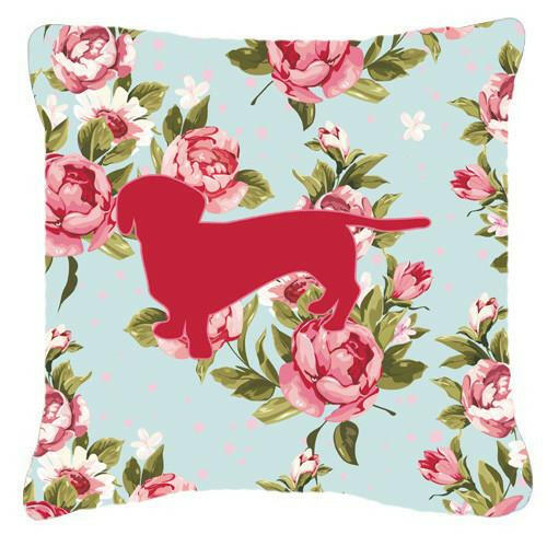 Dachshund Shabby Chic Blue Roses   Canvas Fabric Decorative Pillow BB1088 - the-store.com