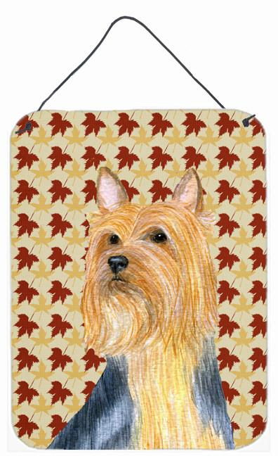 Silky Terrier Fall Leaves Portrait Aluminium Metal Wall or Door Hanging Prints by Caroline&#39;s Treasures