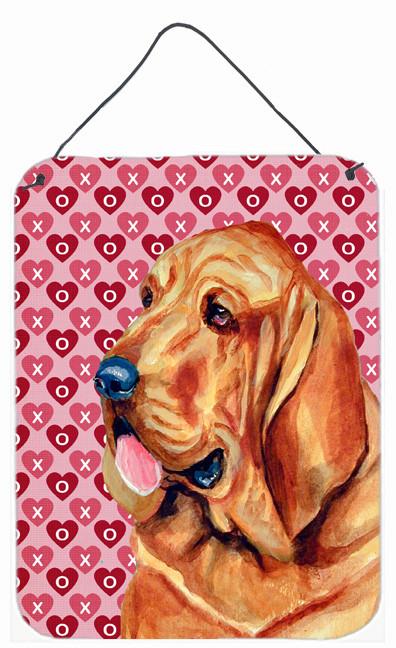 Bloodhound Hearts Love and Valentine&#39;s Day Portrait Wall or Door Hanging Prints by Caroline&#39;s Treasures