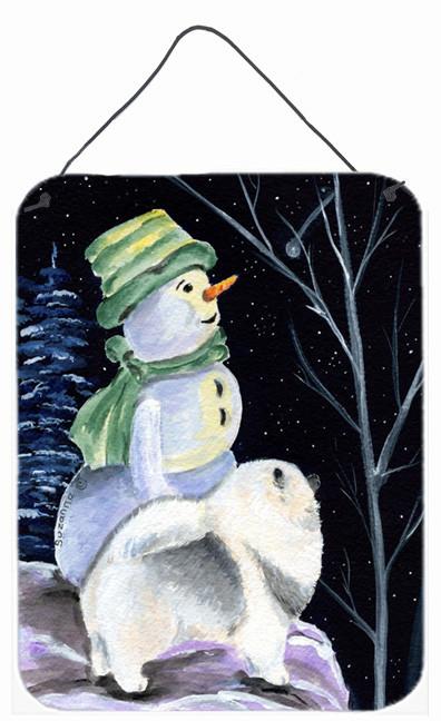 Snowman with Keeshond Aluminium Metal Wall or Door Hanging Prints by Caroline&#39;s Treasures
