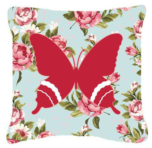Butterfly Shabby Chic Blue Roses   Canvas Fabric Decorative Pillow BB1034 - the-store.com