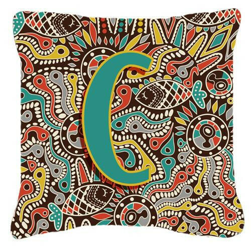 Letter C Retro Tribal Alphabet Initial Canvas Fabric Decorative Pillow CJ2013-CPW1414 by Caroline's Treasures