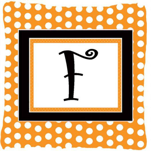 Monogram Initial F Orange Polkadots Decorative   Canvas Fabric Pillow CJ1033 - the-store.com