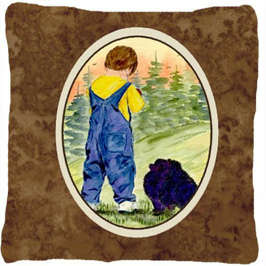 Little Boy with his  Pomeranian Decorative   Canvas Fabric Pillow by Caroline&#39;s Treasures