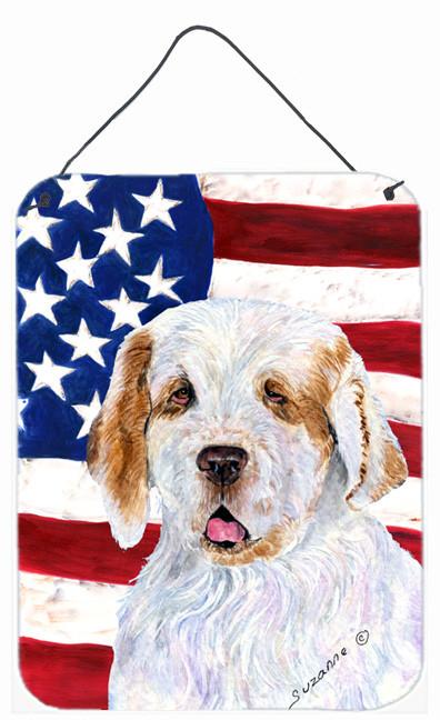 USA American Flag with Clumber Spaniel Wall or Door Hanging Prints by Caroline&#39;s Treasures
