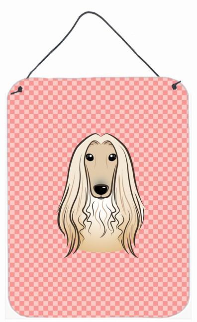 Checkerboard Pink Afghan Hound Wall or Door Hanging Prints BB1244DS1216 by Caroline&#39;s Treasures