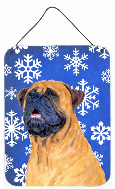 Mastiff Winter Snowflakes Holiday Aluminium Metal Wall or Door Hanging Prints by Caroline&#39;s Treasures