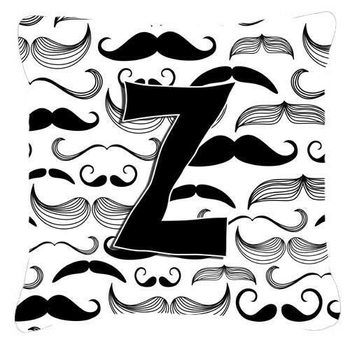 Letter Z Moustache Initial Canvas Fabric Decorative Pillow CJ2009-ZPW1414 by Caroline&#39;s Treasures