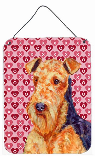 Airedale Hearts Love and Valentine&#39;s Day Portrait Wall or Door Hanging Prints by Caroline&#39;s Treasures