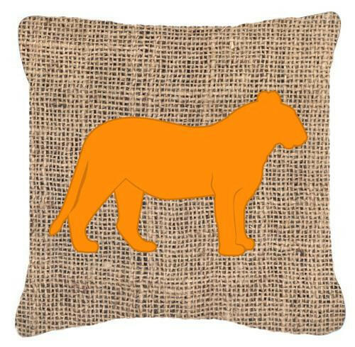 Tiger Burlap and Orange   Canvas Fabric Decorative Pillow BB1010 - the-store.com