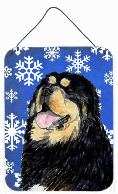 Caroline's Treasures Tibetan Mastiff Winter Snowflakes Holiday Wall or Door Hanging Prints
