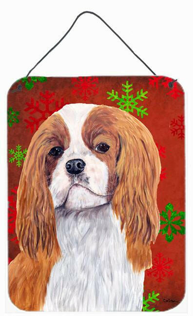 Cavalier Spaniel Red  Snowflakes Holiday Christmas Wall or Door Hanging Prints by Caroline&#39;s Treasures
