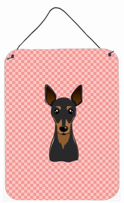 Checkerboard Pink Min Pin Wall or Door Hanging Prints BB1240DS1216 by Caroline&#39;s Treasures