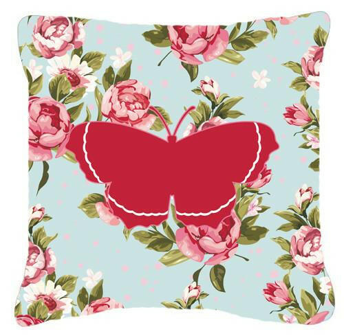 Butterfly Shabby Chic Blue Roses   Canvas Fabric Decorative Pillow BB1037 - the-store.com