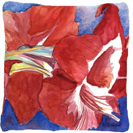 Flower - Amaryllis Decorative   Canvas Fabric Pillow by Caroline&#39;s Treasures