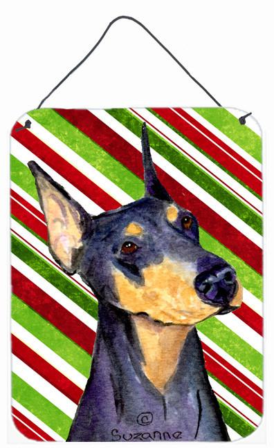 Doberman Candy Cane Holiday Christmas  Metal Wall or Door Hanging Prints by Caroline&#39;s Treasures