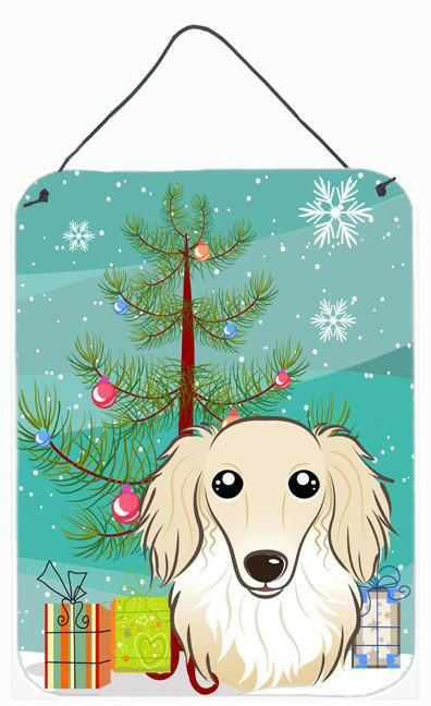 Christmas Tree and Longhair Creme Dachshund Wall or Door Hanging Prints BB1584DS1216 by Caroline&#39;s Treasures