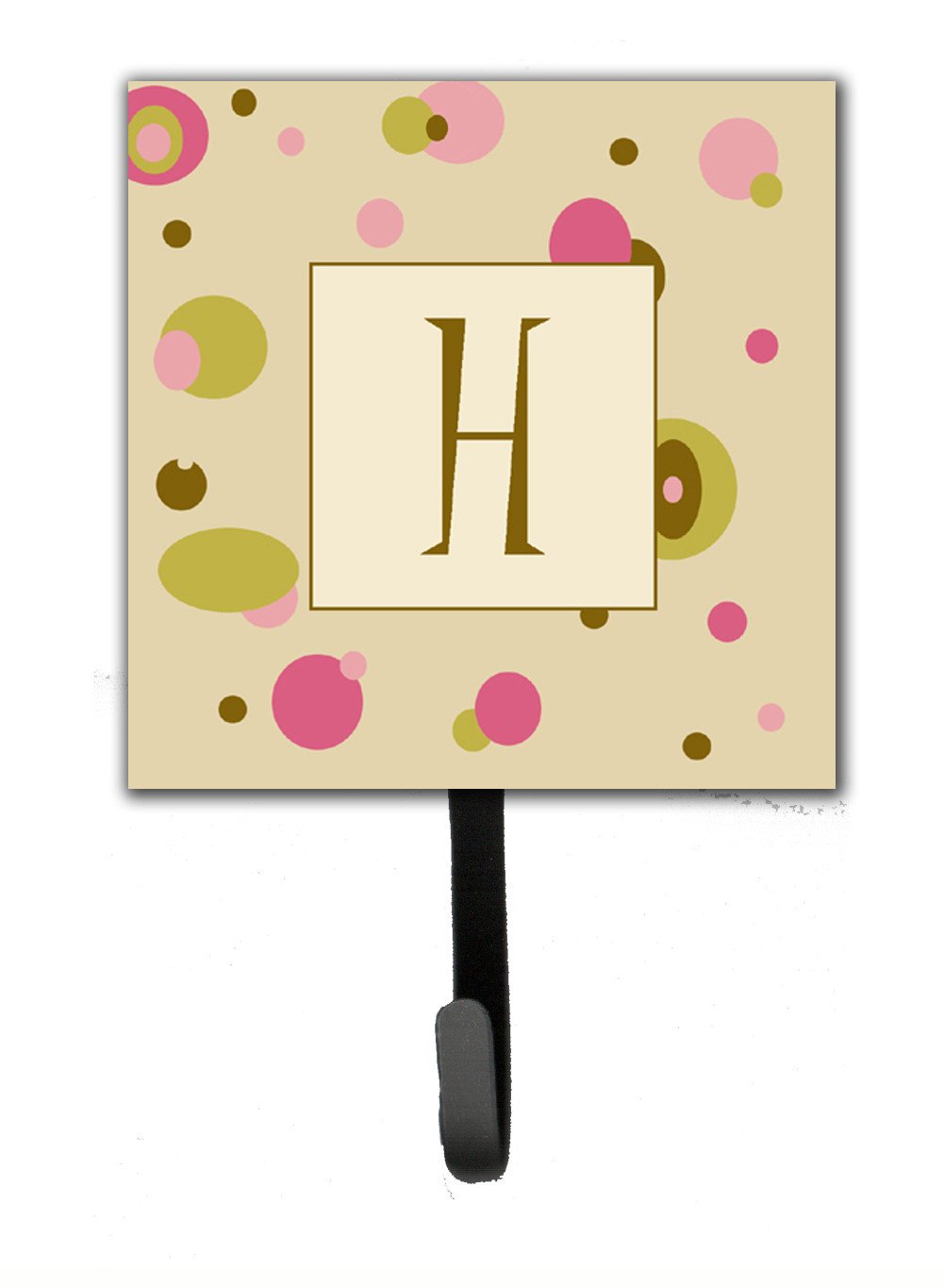Letter H Initial Monogram - Tan Dots Leash Holder or Key Hook by Caroline&#39;s Treasures