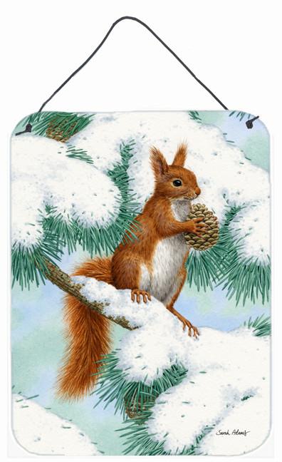 Red Squirrel with Pine Cone Wall or Door Hanging Prints ASA2033DS1216 by Caroline's Treasures