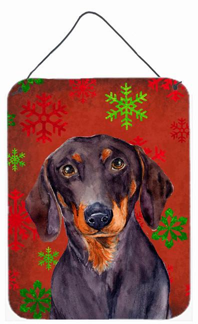 Dachshund Red and Green Snowflakes Christmas Wall or Door Hanging Prints by Caroline&#39;s Treasures