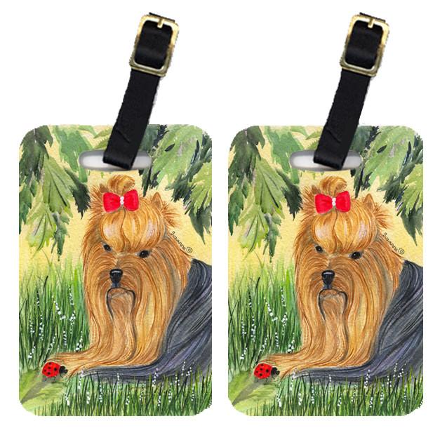 Caroline's Treasures Yorkie Luggage Tags – Set of 2 Durable Bag Tags with Straps