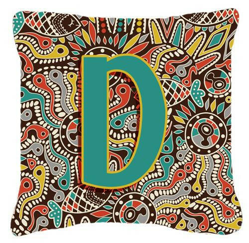 Letter D Retro Tribal Alphabet Initial Canvas Fabric Decorative Pillow CJ2013-DPW1414 by Caroline&#39;s Treasures