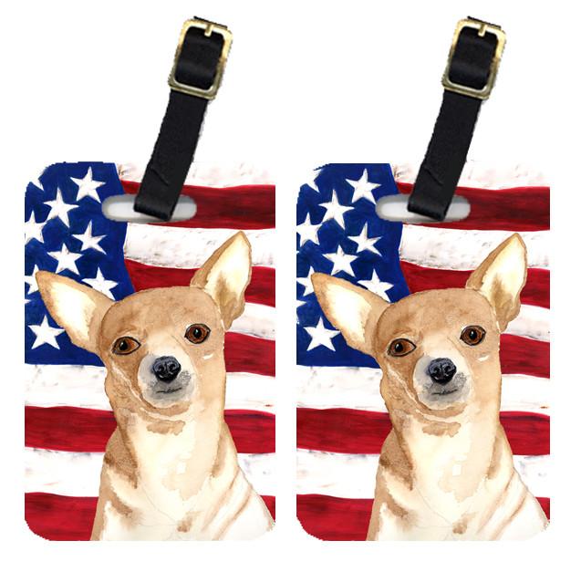 Pair of USA American Flag with Chihuahua Luggage Tags RDR3009BT by Caroline&#39;s Treasures