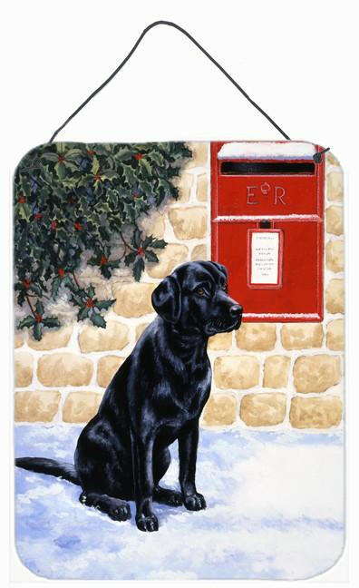 Black Labrador by the Mail Box Wall or Door Hanging Prints BDBA0301DS1216 by Caroline&#39;s Treasures