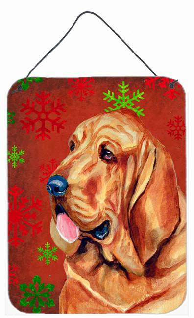 Bloodhound Red Snowflakes Holiday Christmas Wall or Door Hanging Prints by Caroline's Treasures