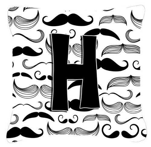 Letter H Moustache Initial Canvas Fabric Decorative Pillow CJ2009-HPW1414 by Caroline&#39;s Treasures