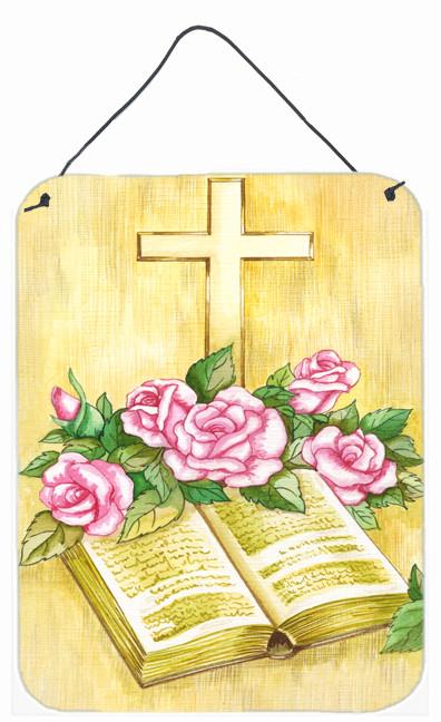Easter Cross and Bible with Roses Wall or Door Hanging Prints APH4072DS1216 by Caroline&#39;s Treasures