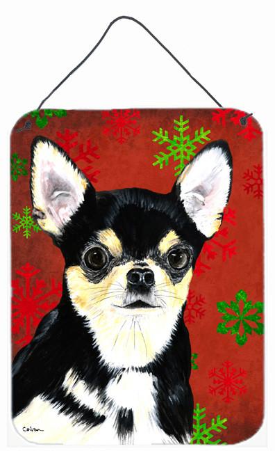 Chihuahua Red Snowflakes Holiday Christmas Metal Wall or Door Hanging Prints by Caroline&#39;s Treasures