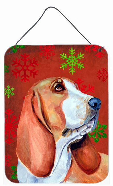 Basset Hound Red Snowflakes Holiday Christmas Wall or Door Hanging Prints by Caroline&#39;s Treasures