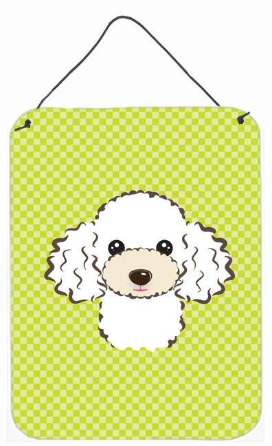 Checkerboard Lime Green White Poodle Wall or Door Hanging Prints BB1319DS1216 by Caroline&#39;s Treasures