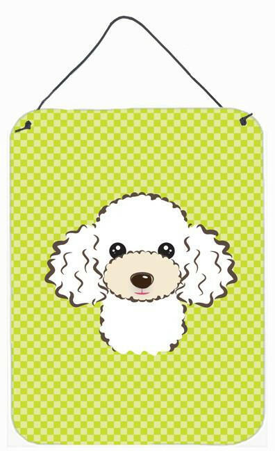 Checkerboard Lime Green White Poodle Wall or Door Hanging Prints BB1319DS1216 by Caroline's Treasures