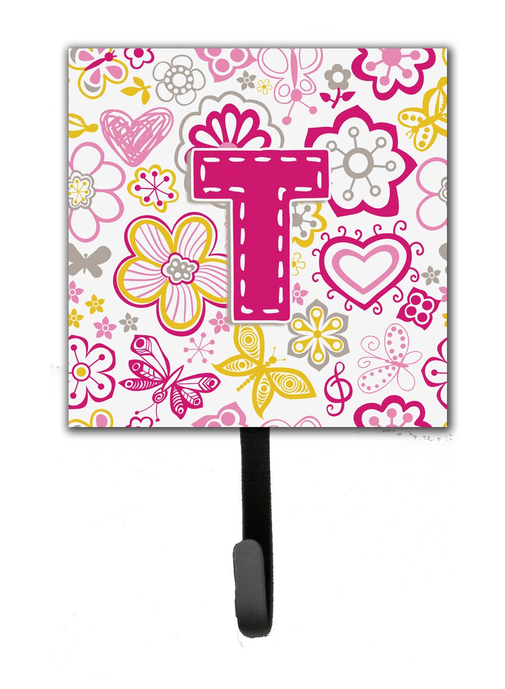 Letter T Flowers and Butterflies Pink Leash or Key Holder CJ2005-TSH4 by Caroline&#39;s Treasures