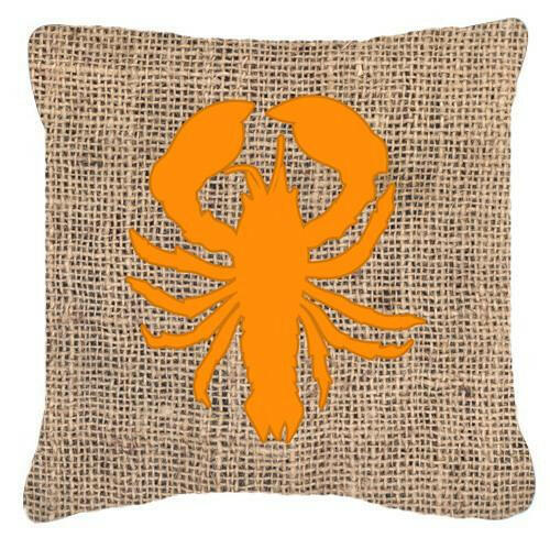 Lobster Burlap and Orange   Canvas Fabric Decorative Pillow BB1015 - the-store.com