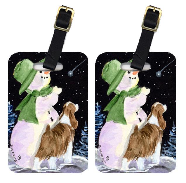 Snowman with English Springer Spaniel Luggage Tags Pair of 2 by Caroline&#39;s Treasures