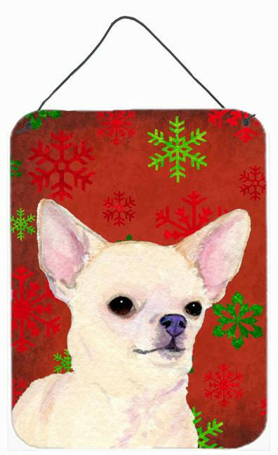 Chihuahua Red Snowflakes Holiday Christmas Wall or Door Hanging Prints by Caroline&#39;s Treasures