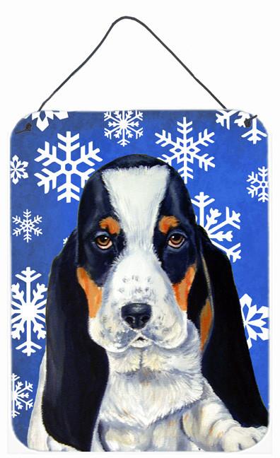 Basset Hound Winter Snowflakes Holiday Wall or Door Hanging Prints by Caroline's Treasures