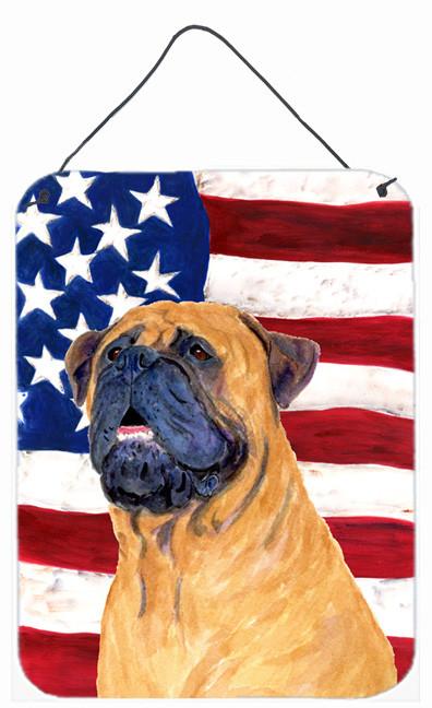 USA American Flag with Bullmastiff Aluminium Metal Wall or Door Hanging Prints by Caroline&#39;s Treasures