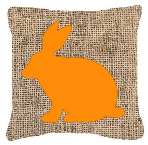 Rabbit Burlap and Orange   Canvas Fabric Decorative Pillow BB1002 - the-store.com