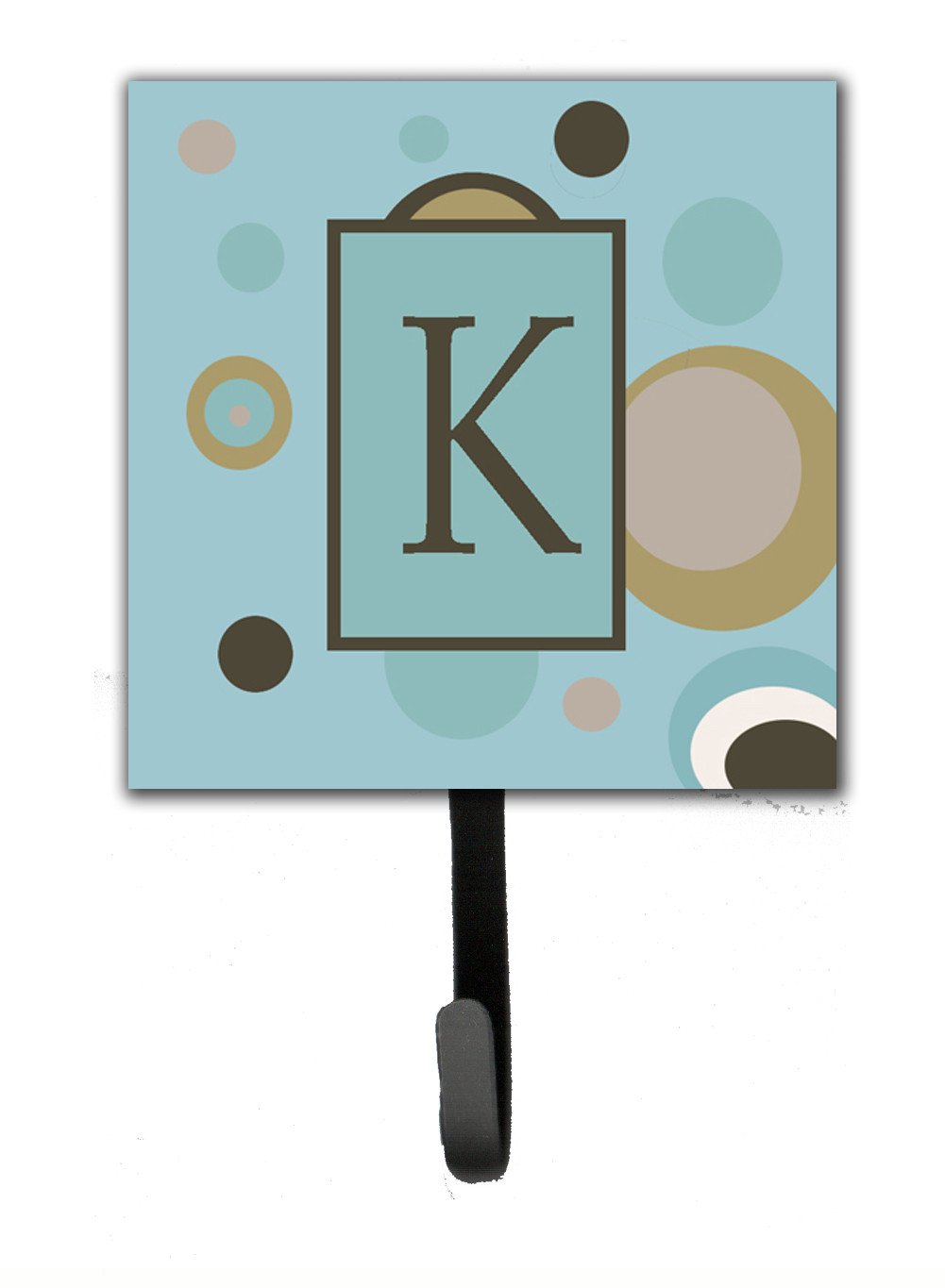Letter K Initial Monogram - Blue Dots Leash Holder or Key Hook by Caroline&#39;s Treasures
