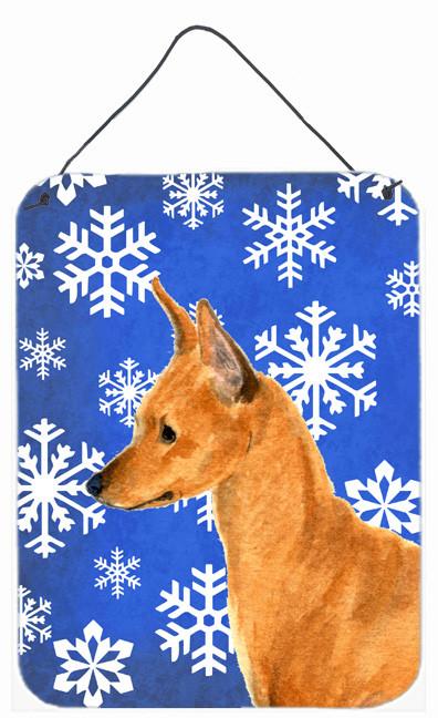 Min Pin Winter Snowflakes Holiday Aluminium Metal Wall or Door Hanging Prints by Caroline&#39;s Treasures