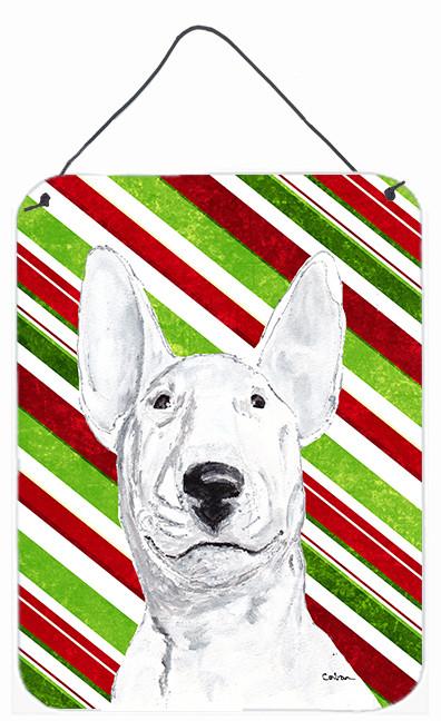 Bull Terrier Candy Cane Christmas Aluminium Metal Wall or Door Hanging Prints by Caroline's Treasures