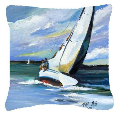 Two and a Sailboat Canvas Fabric Decorative Pillow JMK1232PW1414 by Caroline's Treasures
