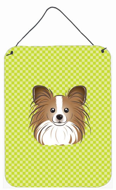 Checkerboard Lime Green Papillon Wall or Door Hanging Prints BB1310DS1216 by Caroline's Treasures