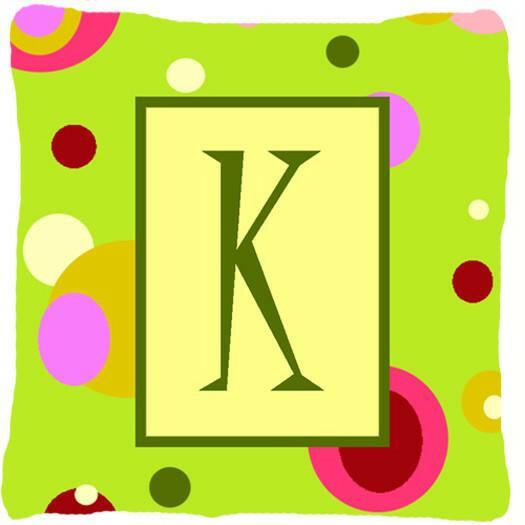 Letter K Initial Monogram - Green Decorative   Canvas Fabric Pillow - the-store.com